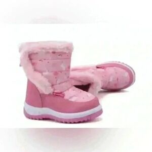 Merence Winter Snow Boots Girls Size 23 US 7 Pink Unicorn Furry Trim Cozy Warm P